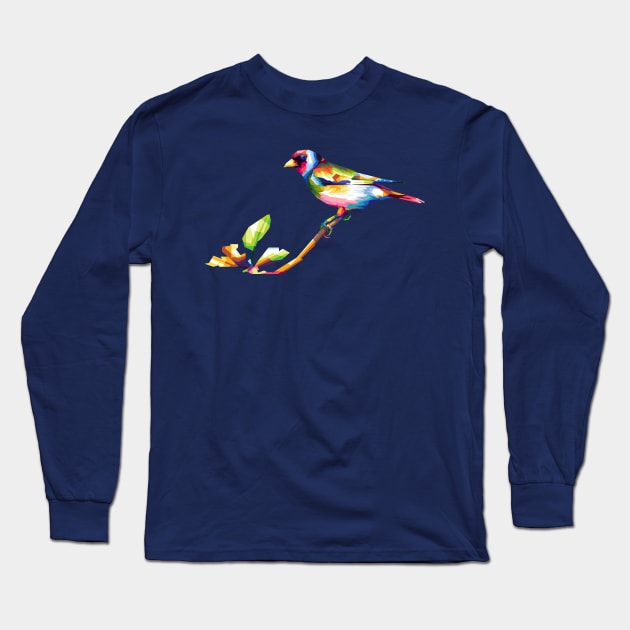 stieglitz bird in Pop Art Long Sleeve T-Shirt by Rizkydwi